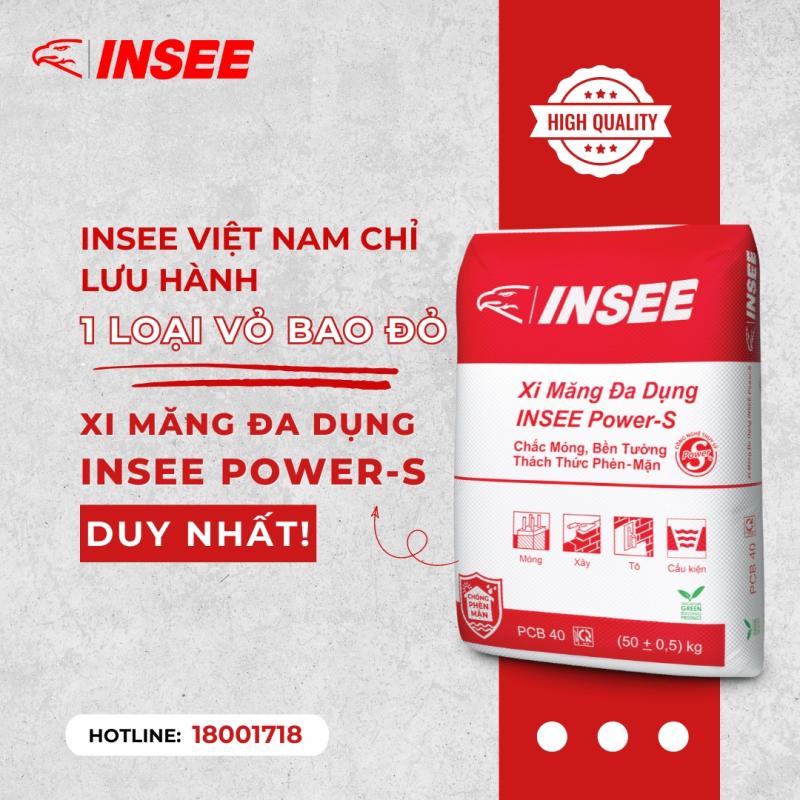 INSEE VIỆT NAM CHỈ LƯU HÀNH 01 LOẠI VỎ BAO ĐỎ XI MĂNG ĐA DỤNG INSEE POWER-S DUY NHẤT