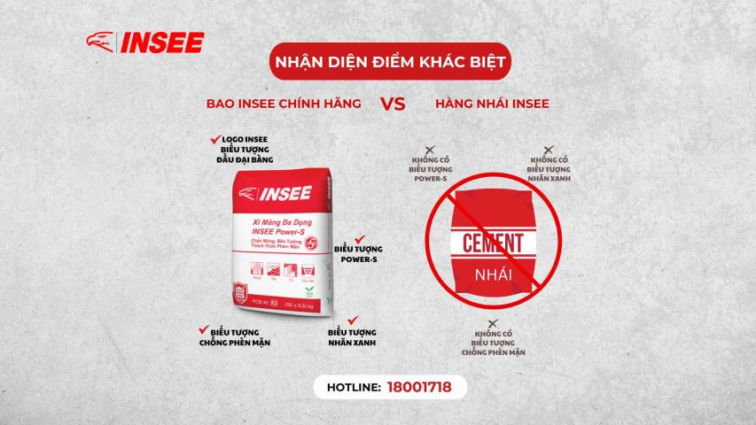 NHẬN DIỆN ĐIỂM KHÁC BIỆT GIỮA BAO INSEE CHÍNH HÃNG VÀ XI MĂNG NHÁI